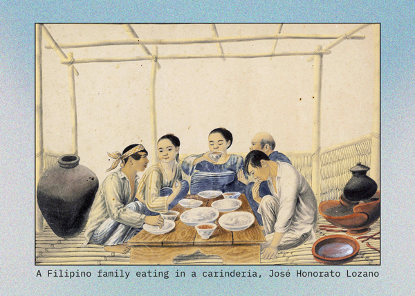 A Filipino family eating in a carinderia, José Honorato Lozano